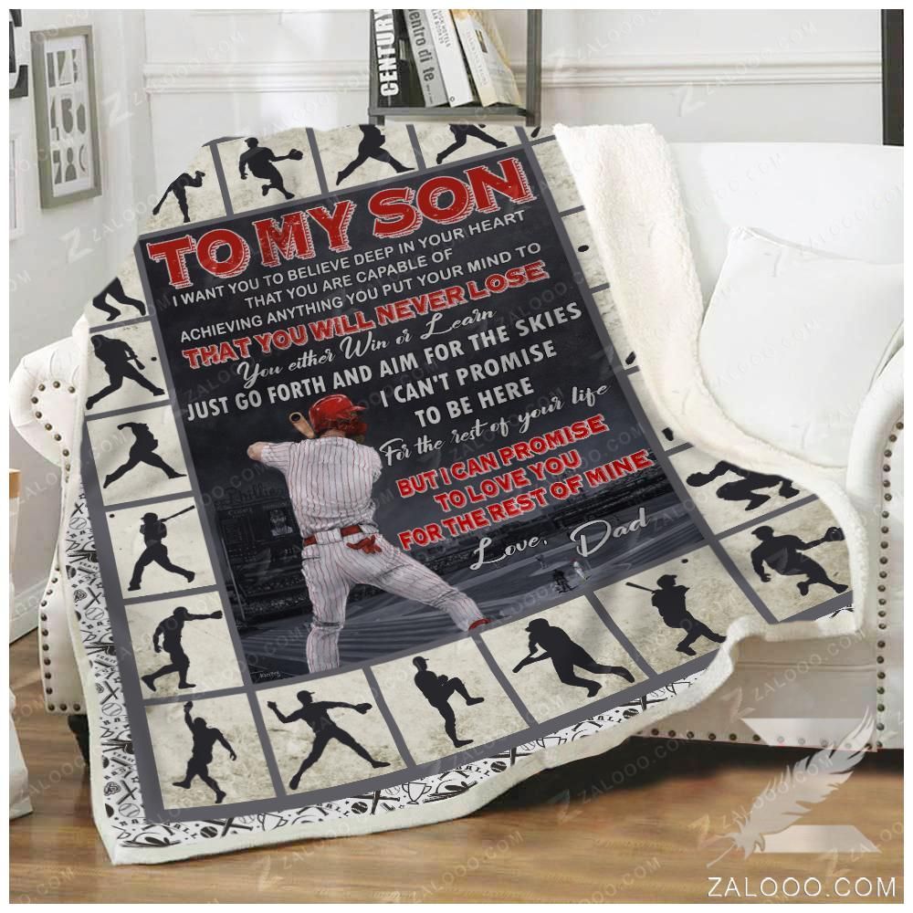 Baseball To My Son You Are Capable Dad Sherpa Fleece Blanket