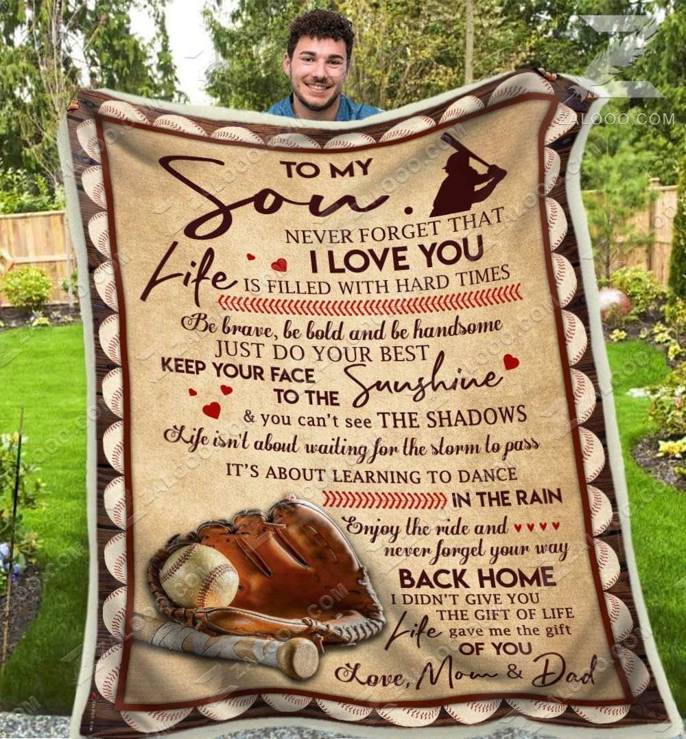 Baseball To My Son Your Way Back Home Dad And Mom Sherpa Fleece Blanket