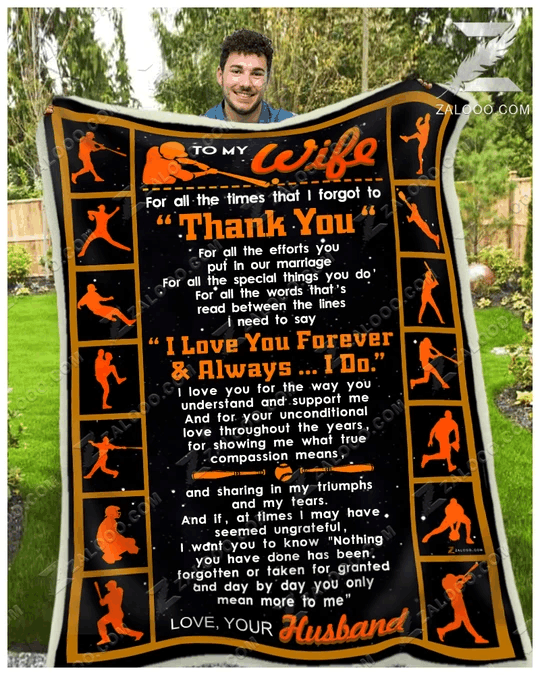 Baseball To My Wife Sherpa Fleece Blanket
