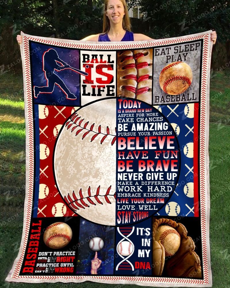 Baseball Today Is A Brand New Day Sherpa Fleece Blanket