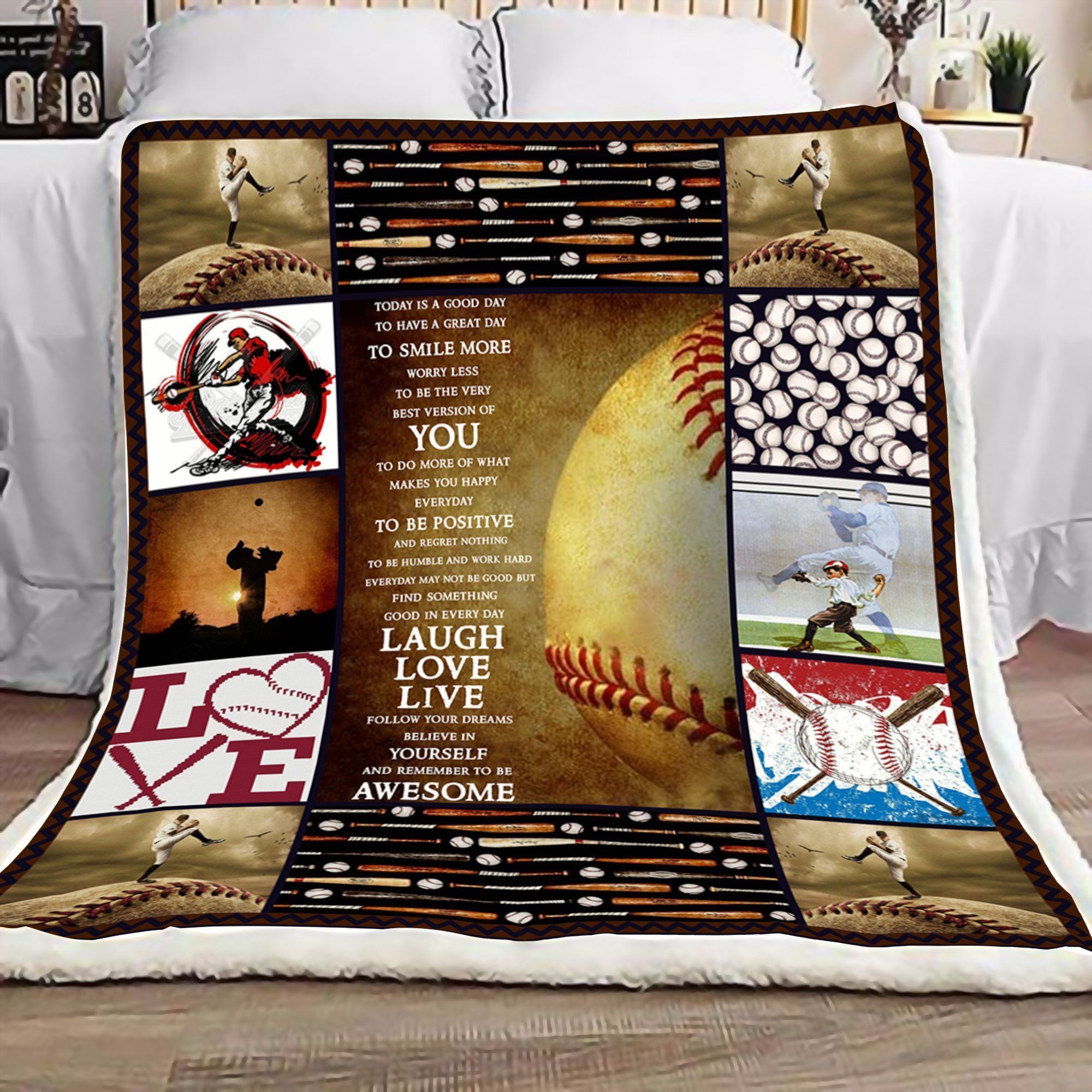 Baseball Today Is A Good Day Sherpa Fleece Blanket