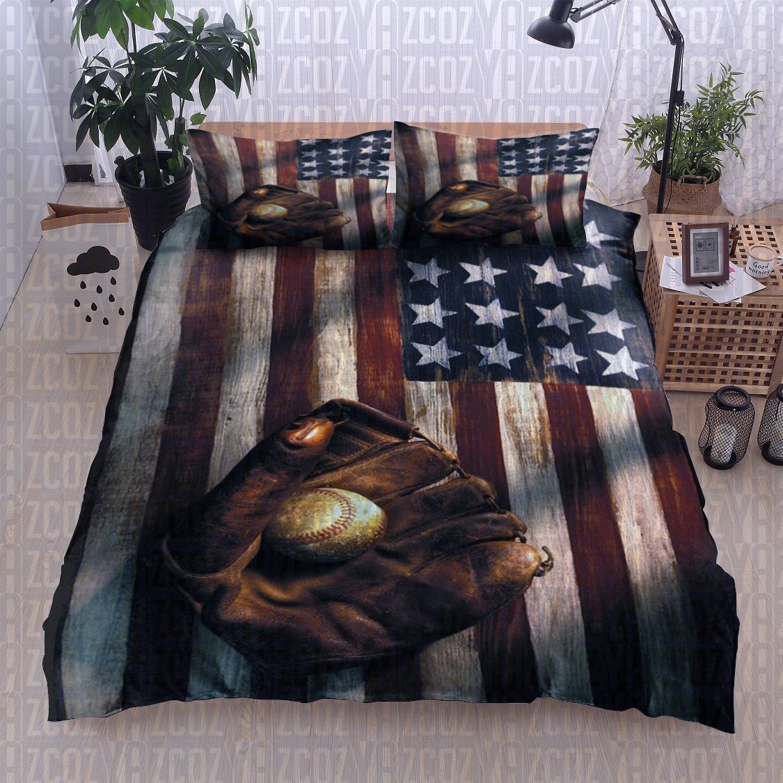 Baseball United State Flag Bedding Set