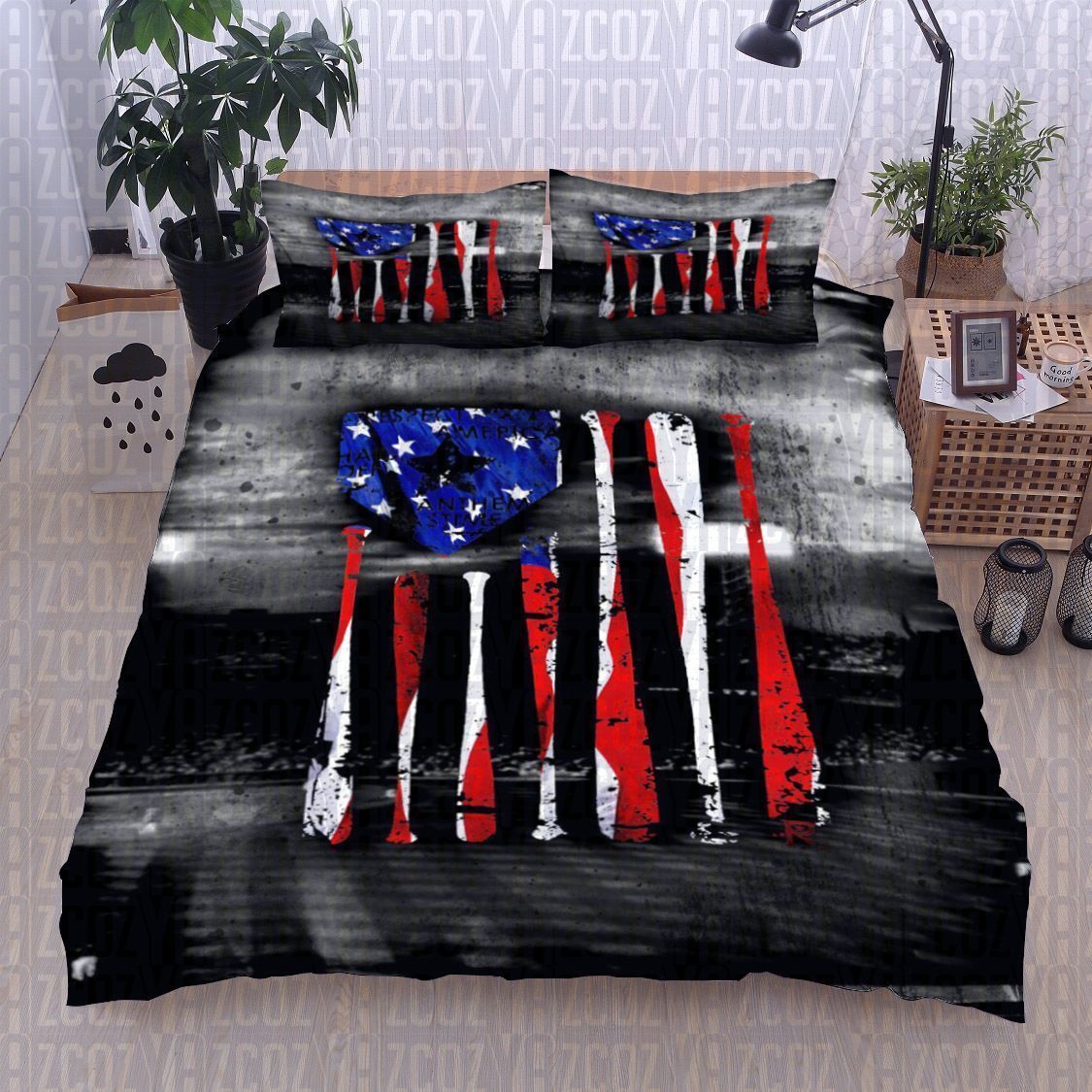 Baseball United State Flag Bedding Set