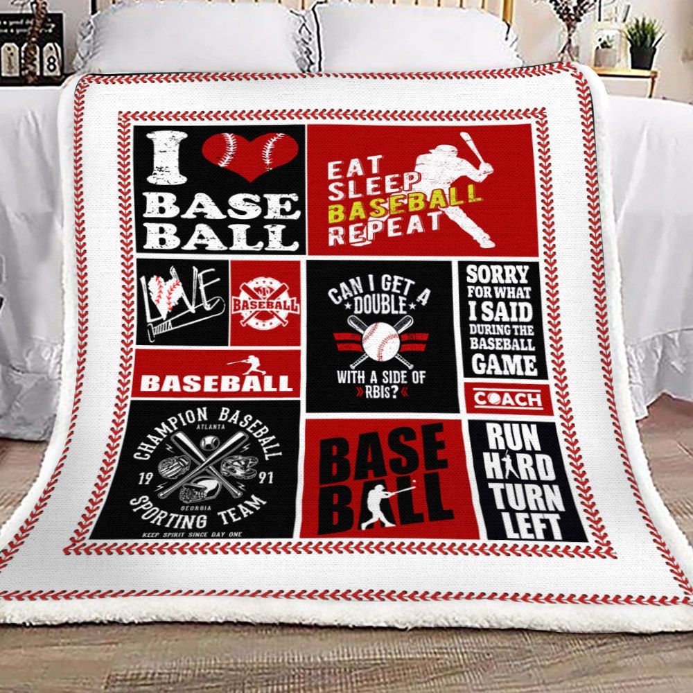 Baseball Sherpa Fleece Blanket