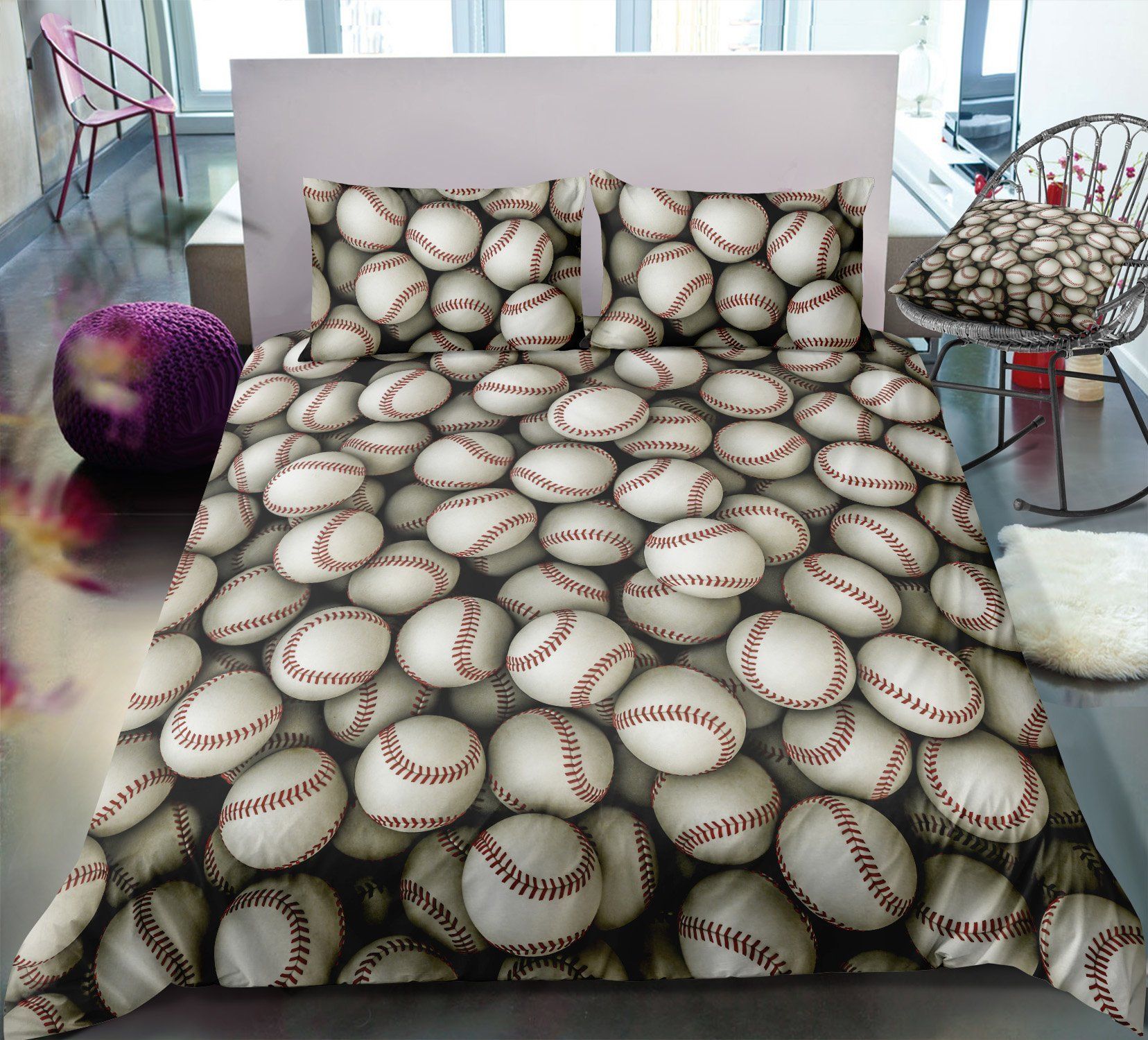 Baseballs Ball Background Bedding Set