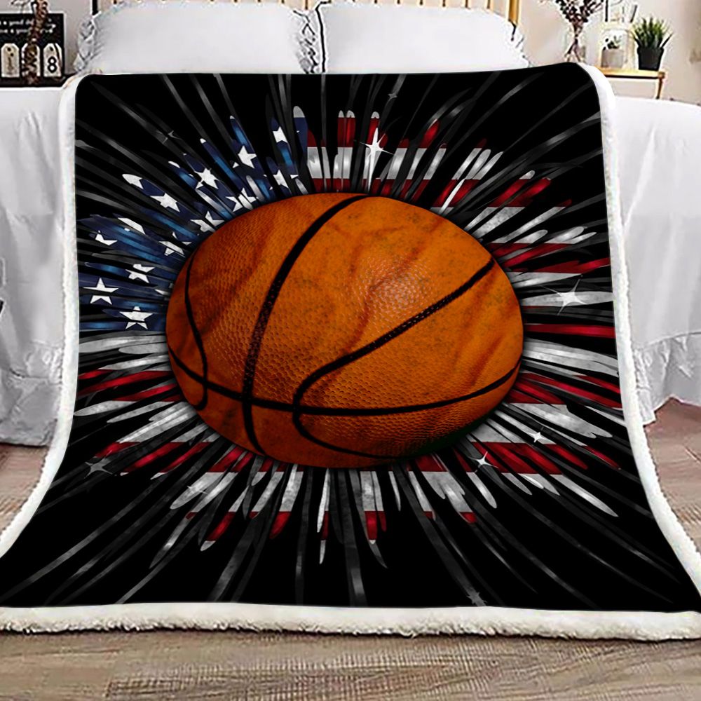 Basketball American Flag Fleece Blanket