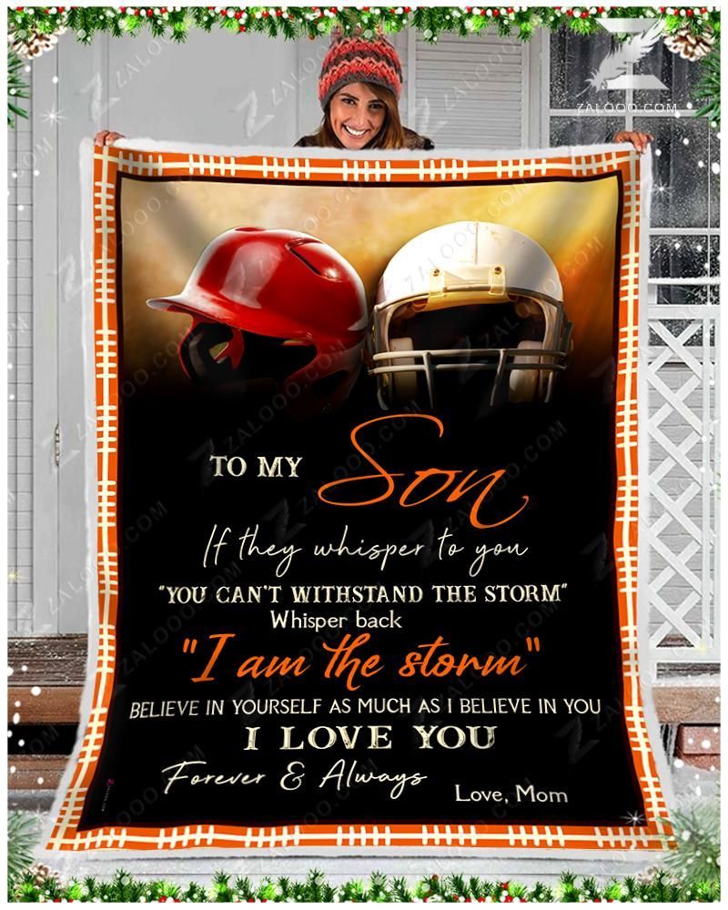 Basketball And Football To My Son I Love You Sherpa Fleece Blanket