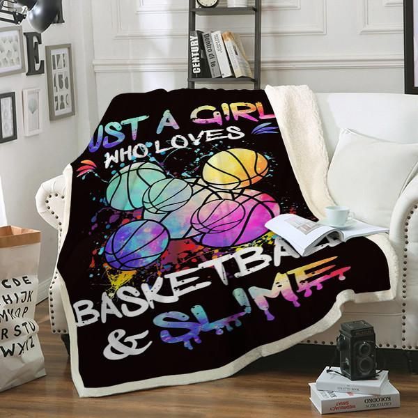 Basketball And Slime Just A Girl Sherpa Fleece Blanket