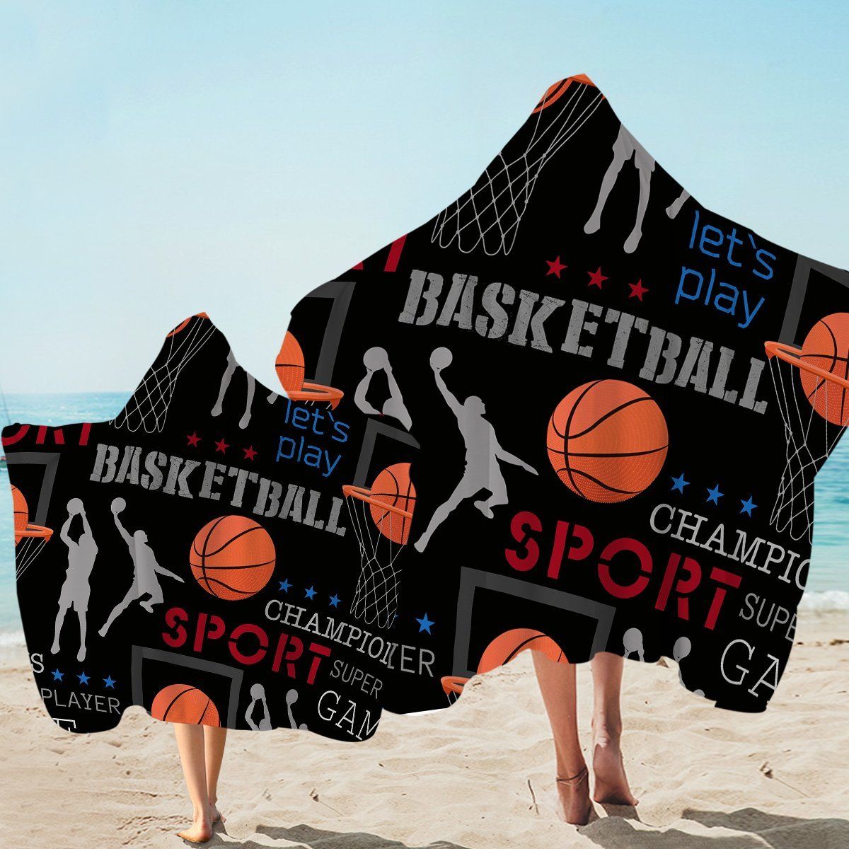 Basketball Championship Let’s Play Printed Hooded Towel
