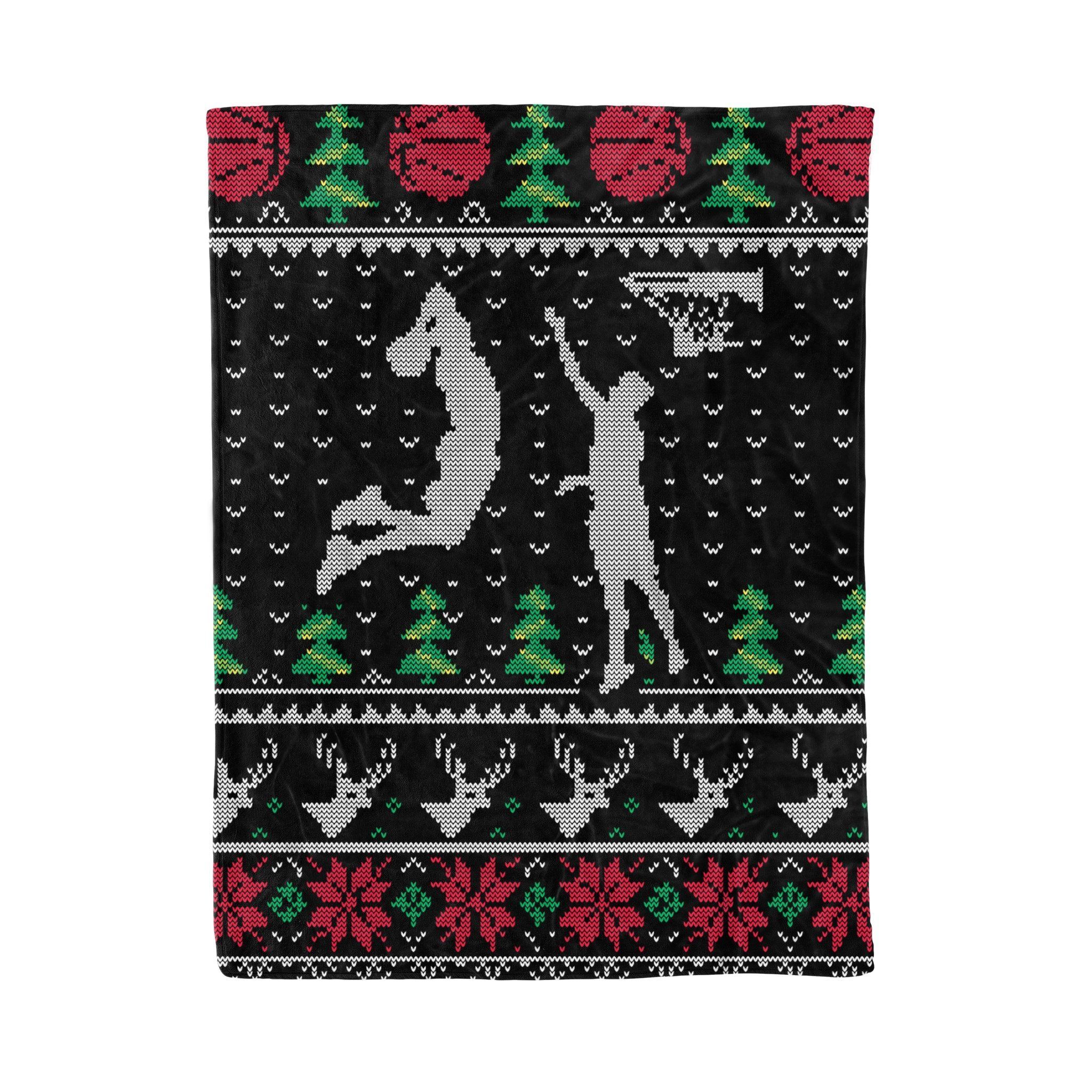 Basketball Christmas Funny Christmas Sherpa Fleece Blanket