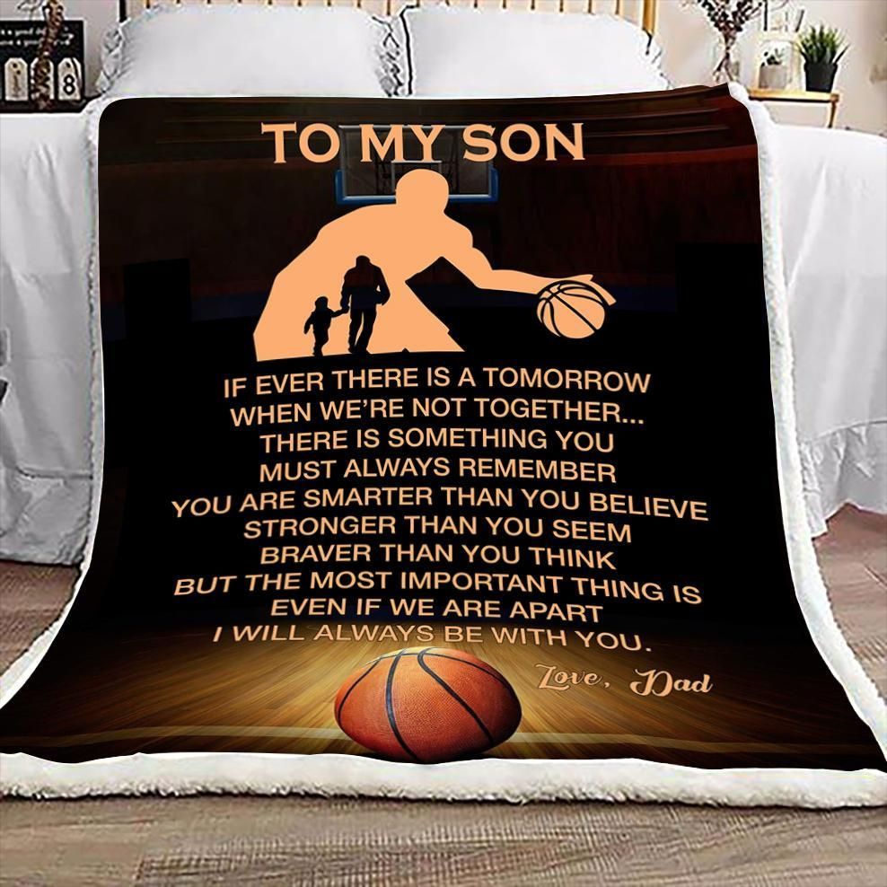 Basketball Dad To Son Sherpa Fleece Blanket