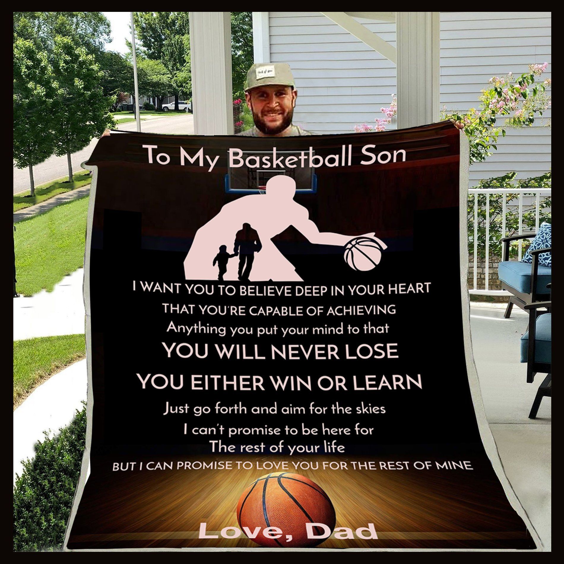 Basketball Dad To Son Sherpa Fleece Blanket