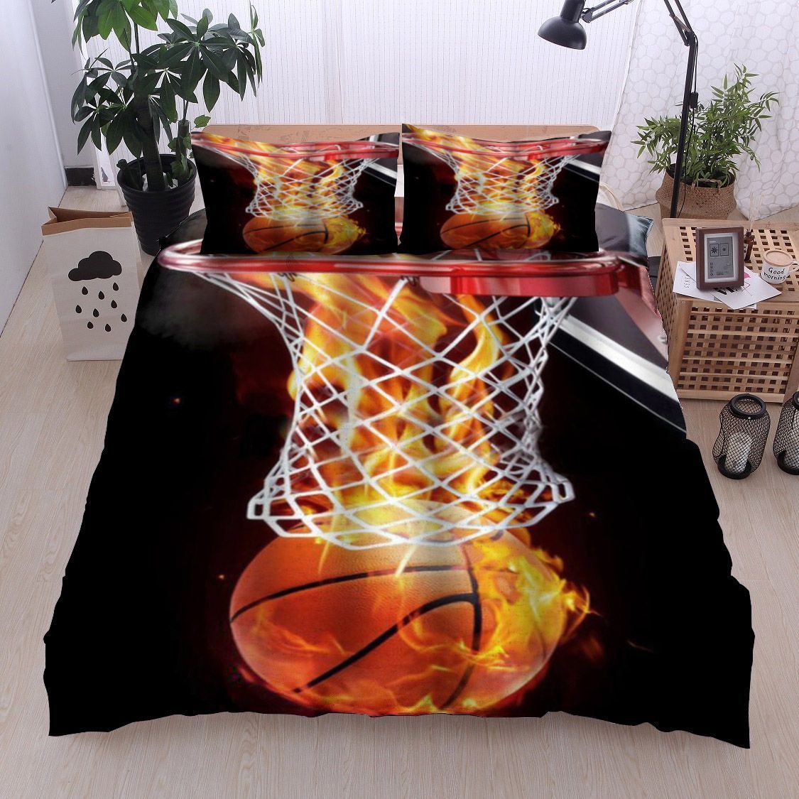 Basketball Flames Hoop Bedding Set
