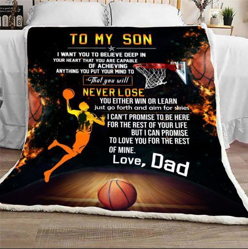 Basketball From Dad To My Son Sherpa Fleece Blanket