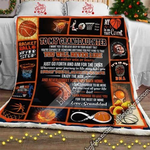 Basketball Granddaughter Love Granddad Sherpa Fleece Blanket