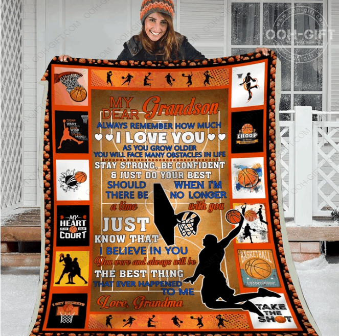 Basketball Grandson Sherpa Fleece Blanket