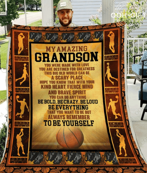 Basketball Grandson Sherpa Fleece Blanket
