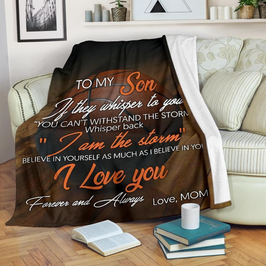 Basketball Mom To Son Sherpa Fleece Blanket