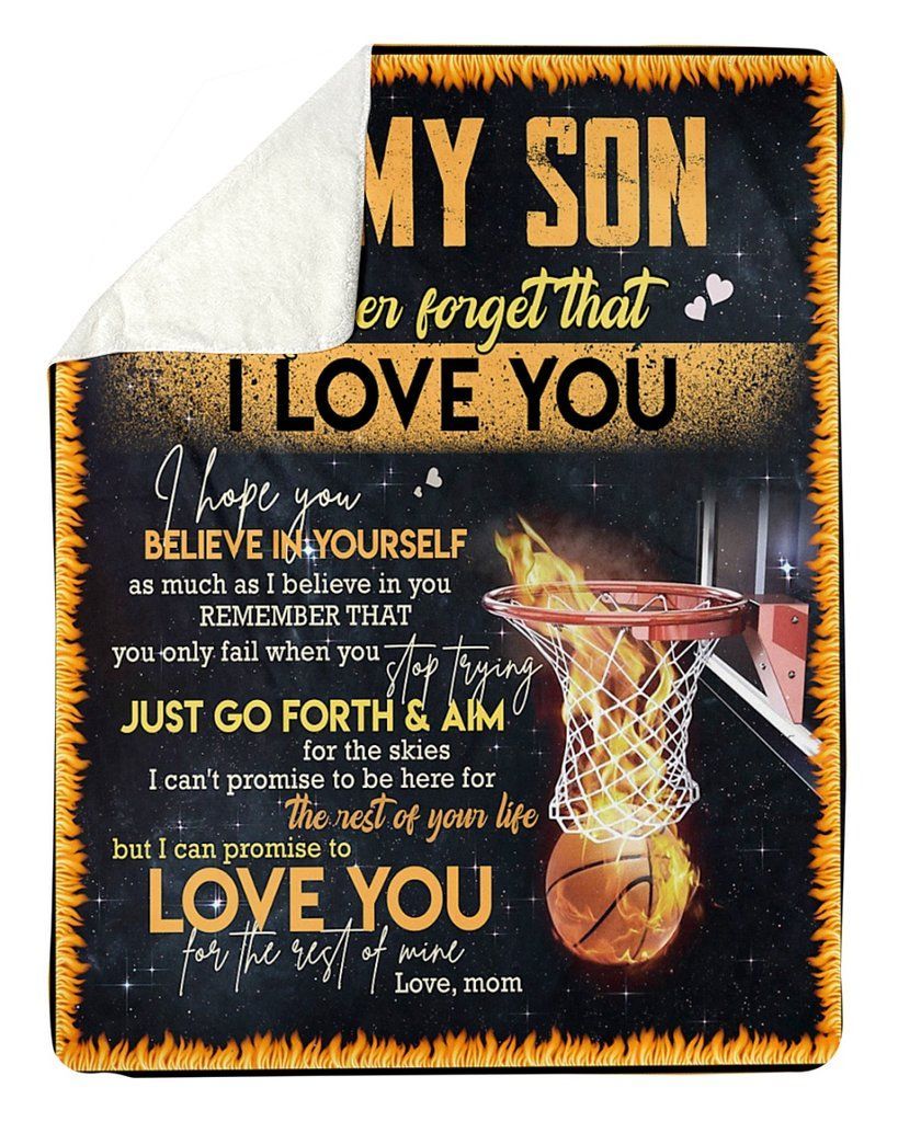 Basketball Mom To Son Sherpa Fleece Blanket