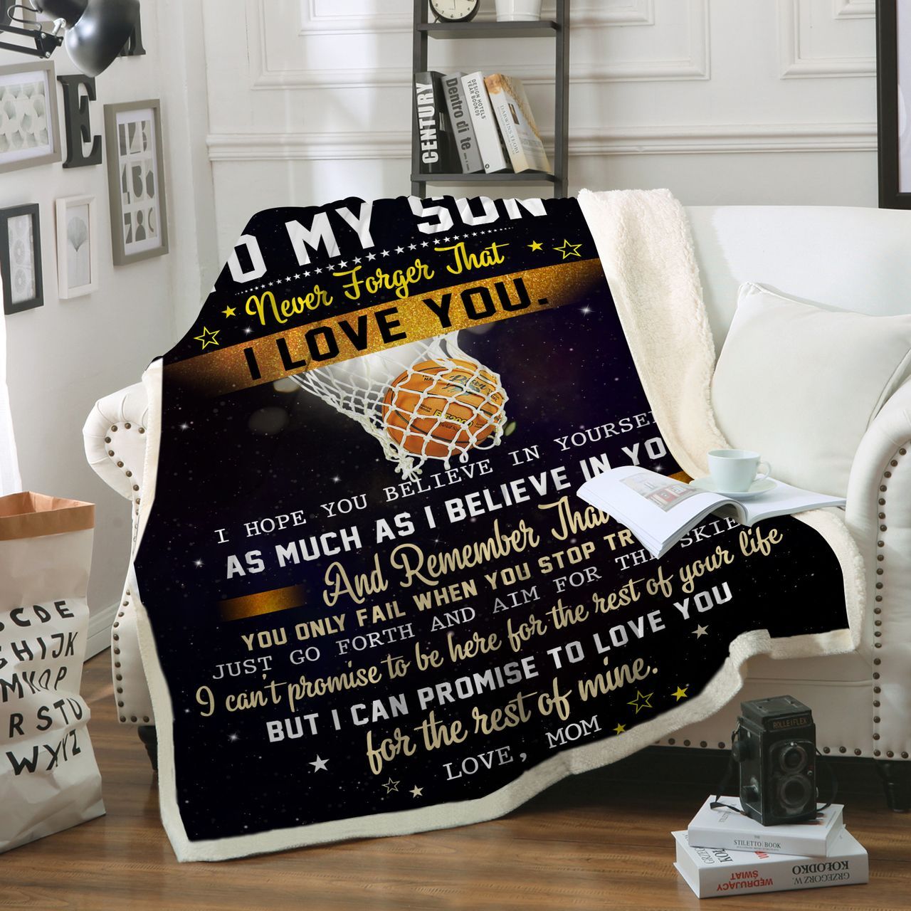 Basketball Mother To My Son Sherpa Fleece Blanket