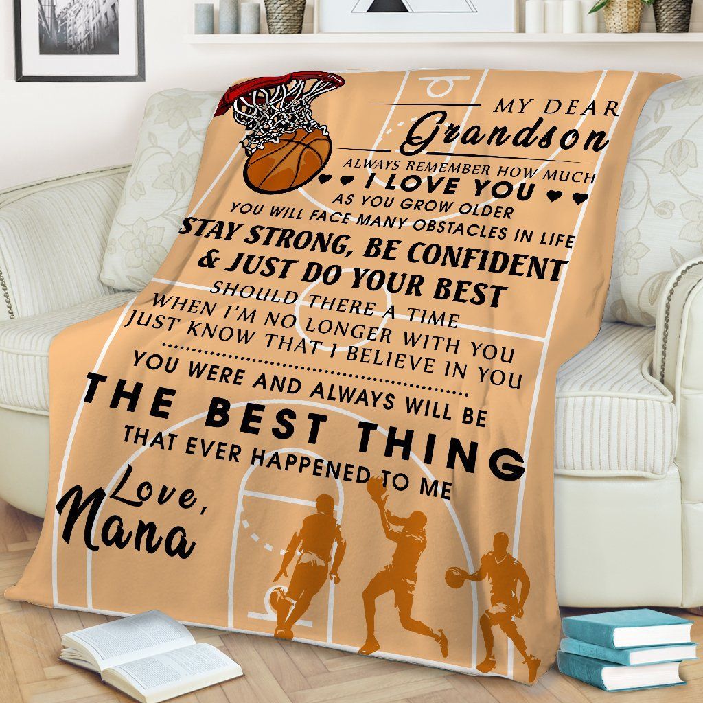 Basketball My Dear Grandson Always Remember How Much I Love You Sherpa Fleece Blanket