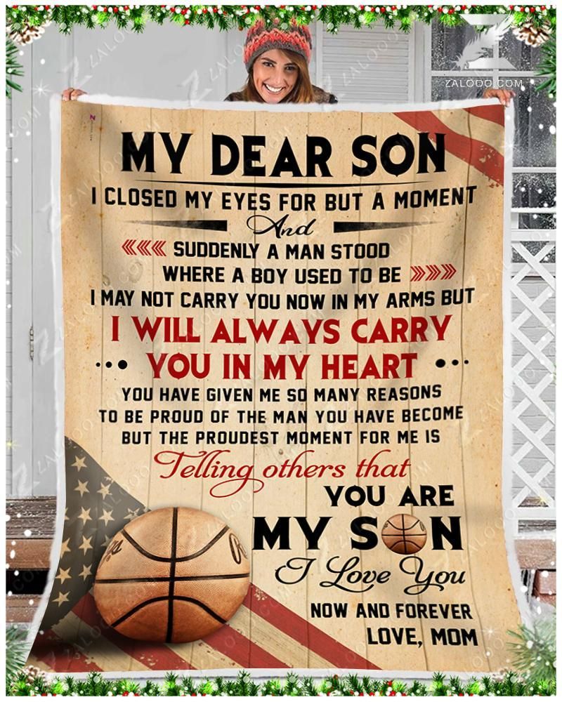 Basketball Son Mom I Sherpa Fleece Blanket