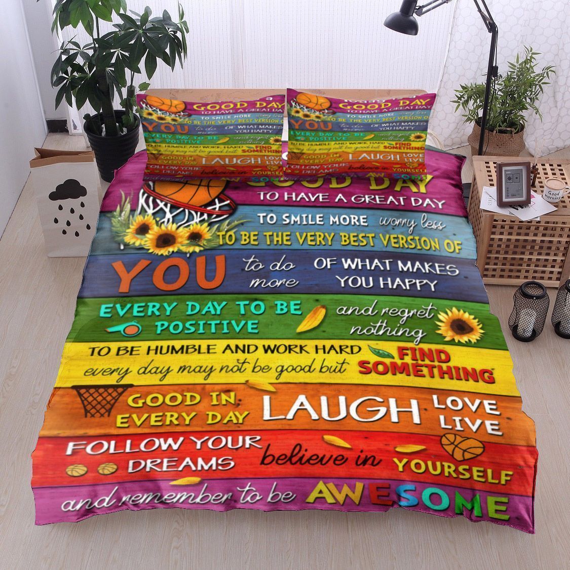 Basketball Sunflower Follow Your Dream Bedding Set