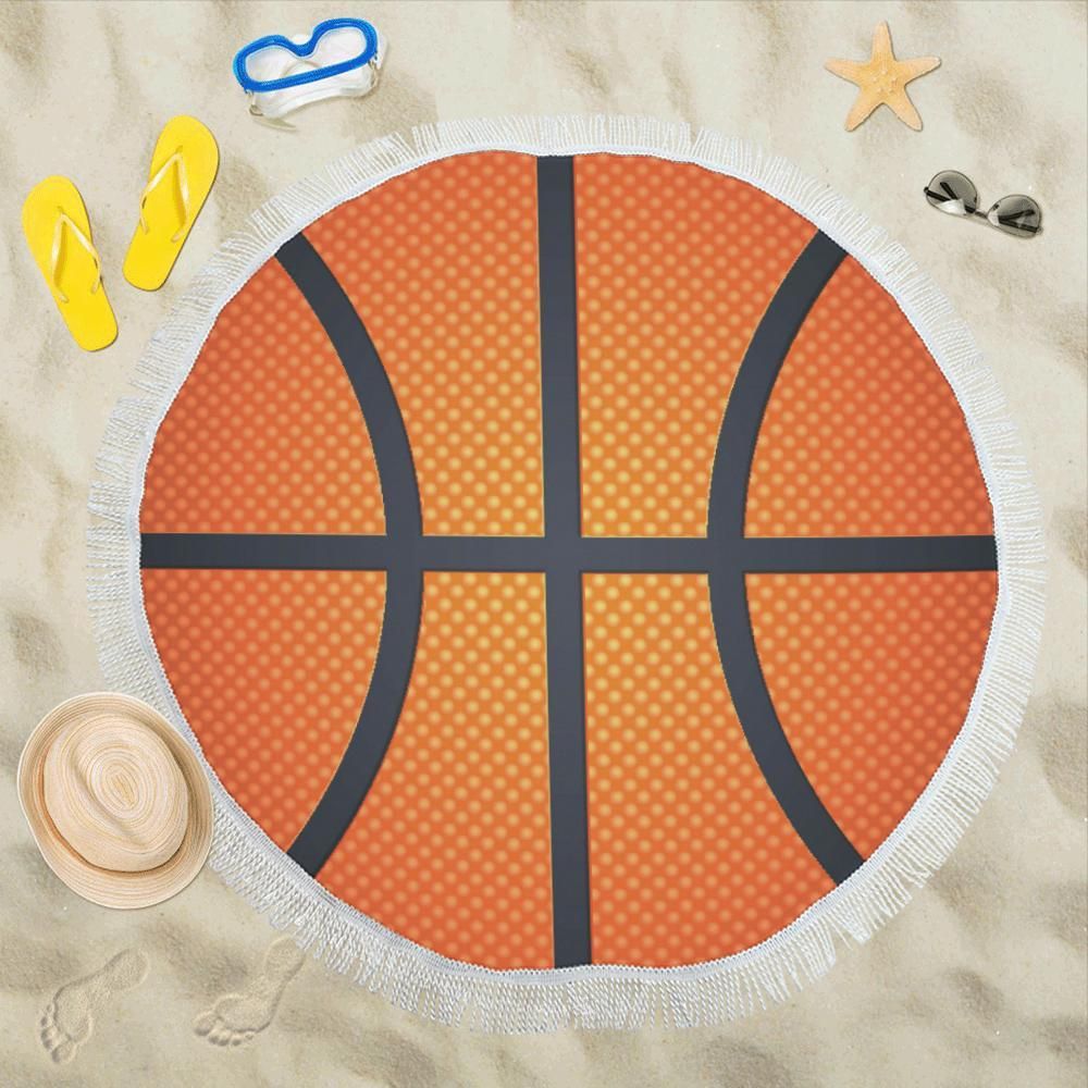 Basketball Texture Print Pattern Round Beach Towel