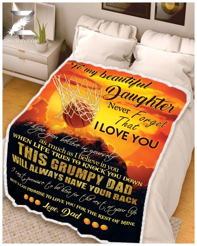 Basketball To My Beautiful Daughter This Grumpy Dad Sherpa Fleece Blanket