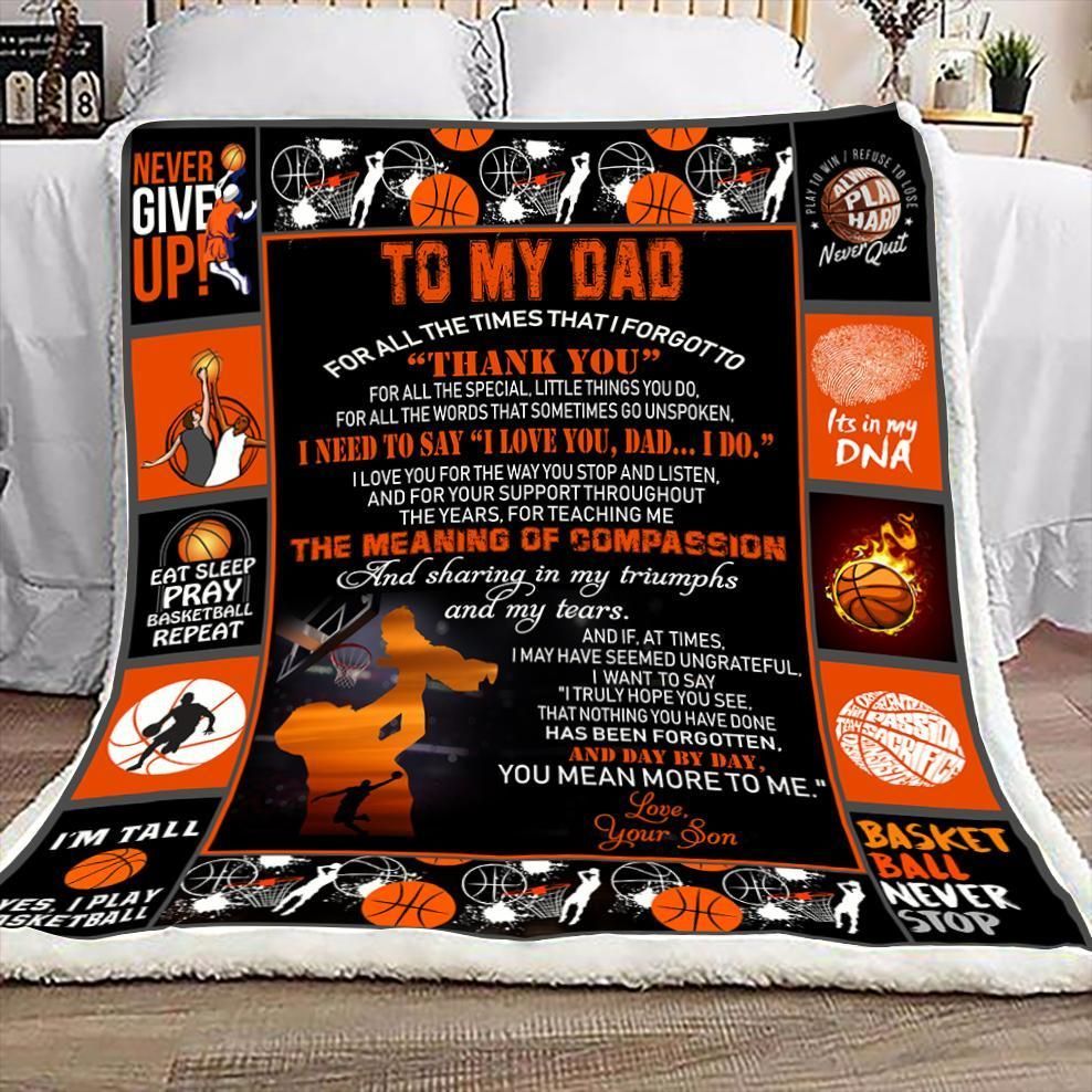 Basketball To My Dad Sherpa Fleece Blanket