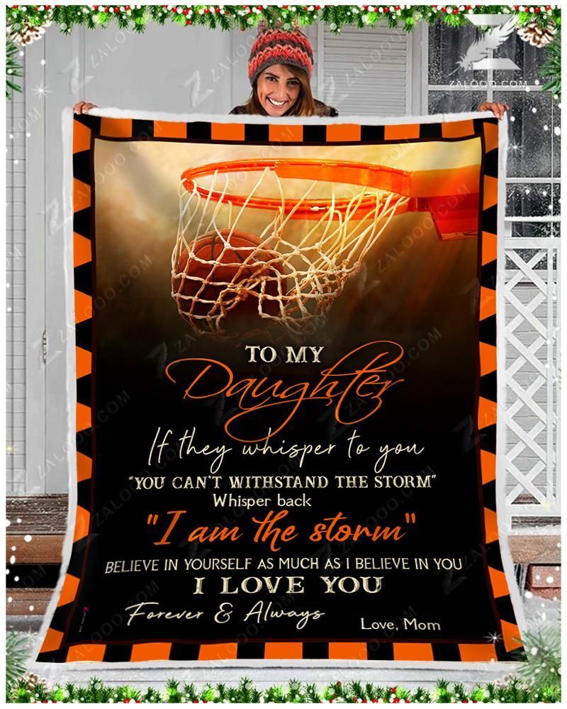 Basketball To My Daughter I Love You Sherpa Fleece Blanket