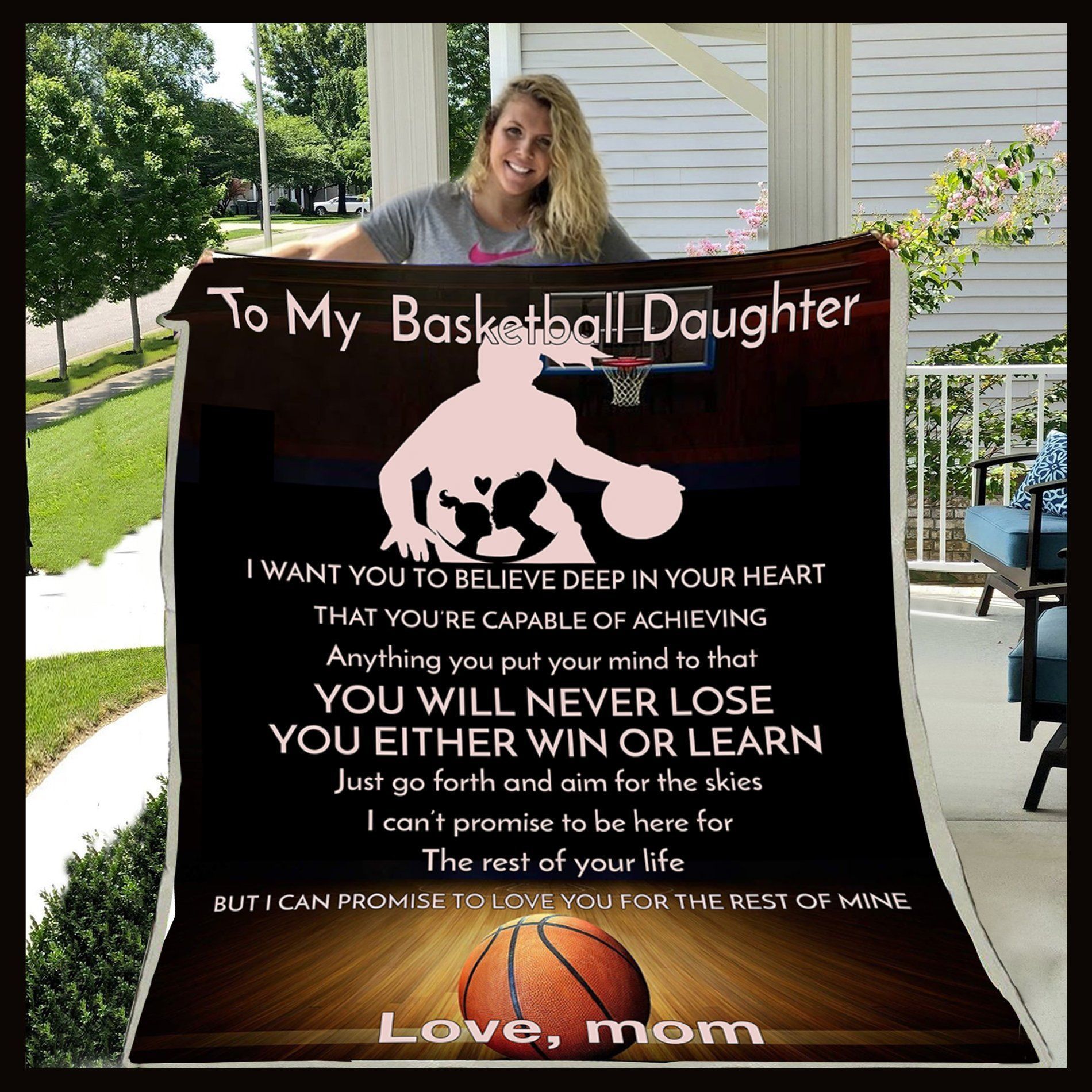Basketball To My Daughter Never Lose Sherpa Fleece Blanket