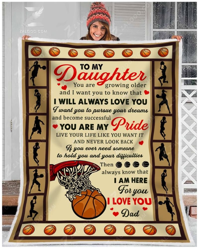 Basketball To My Daughter You Are My Pride Sherpa Fleece Blanket