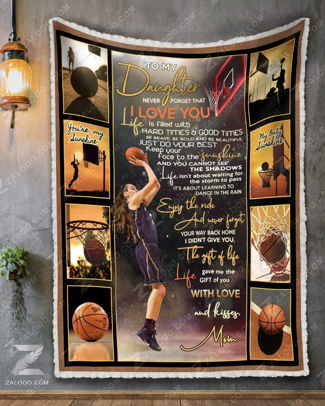 Basketball To My Daughter You Are My Sunshine Love Mom Sherpa Fleece Blanket