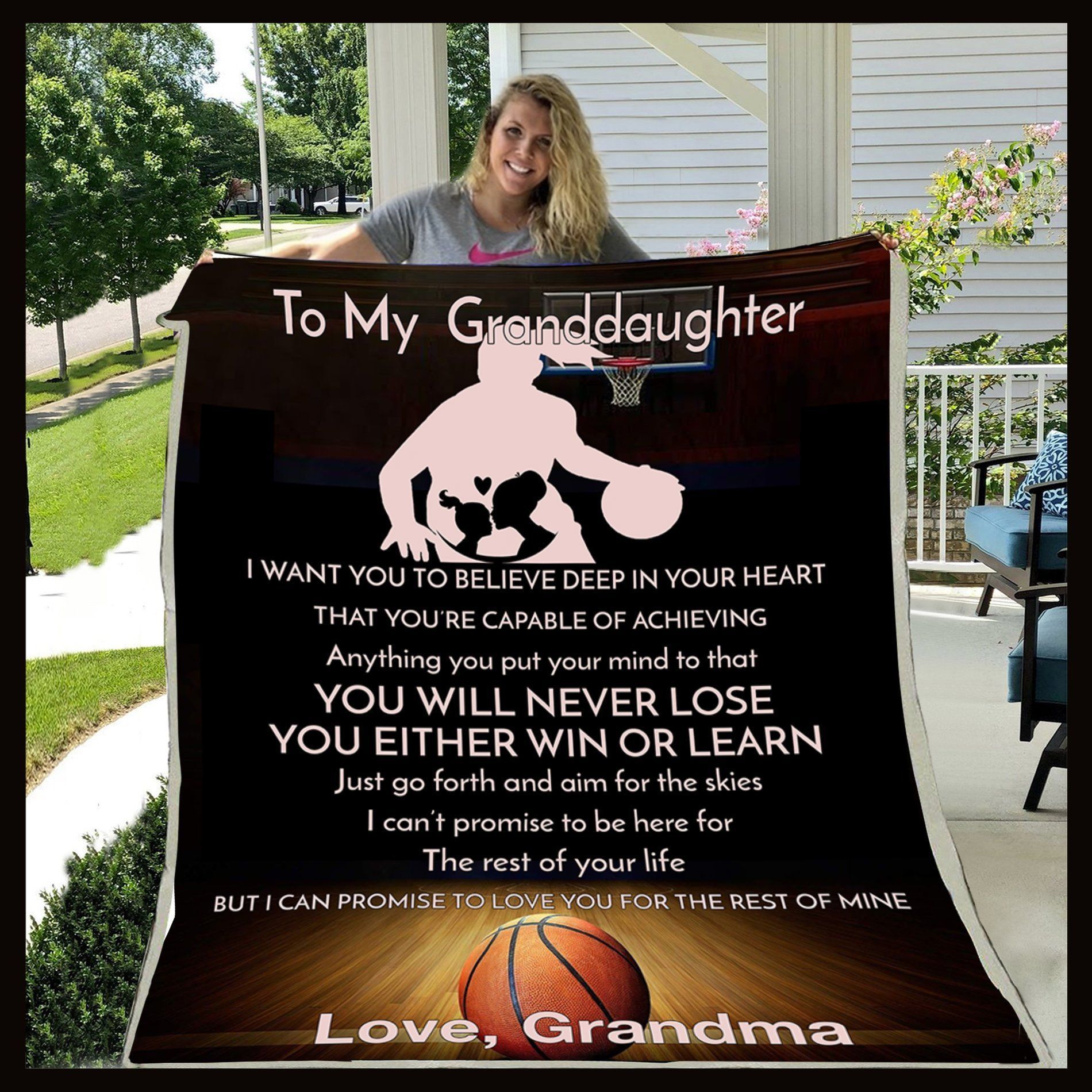 Basketball To My Granddaughter Sherpa Fleece Blanket