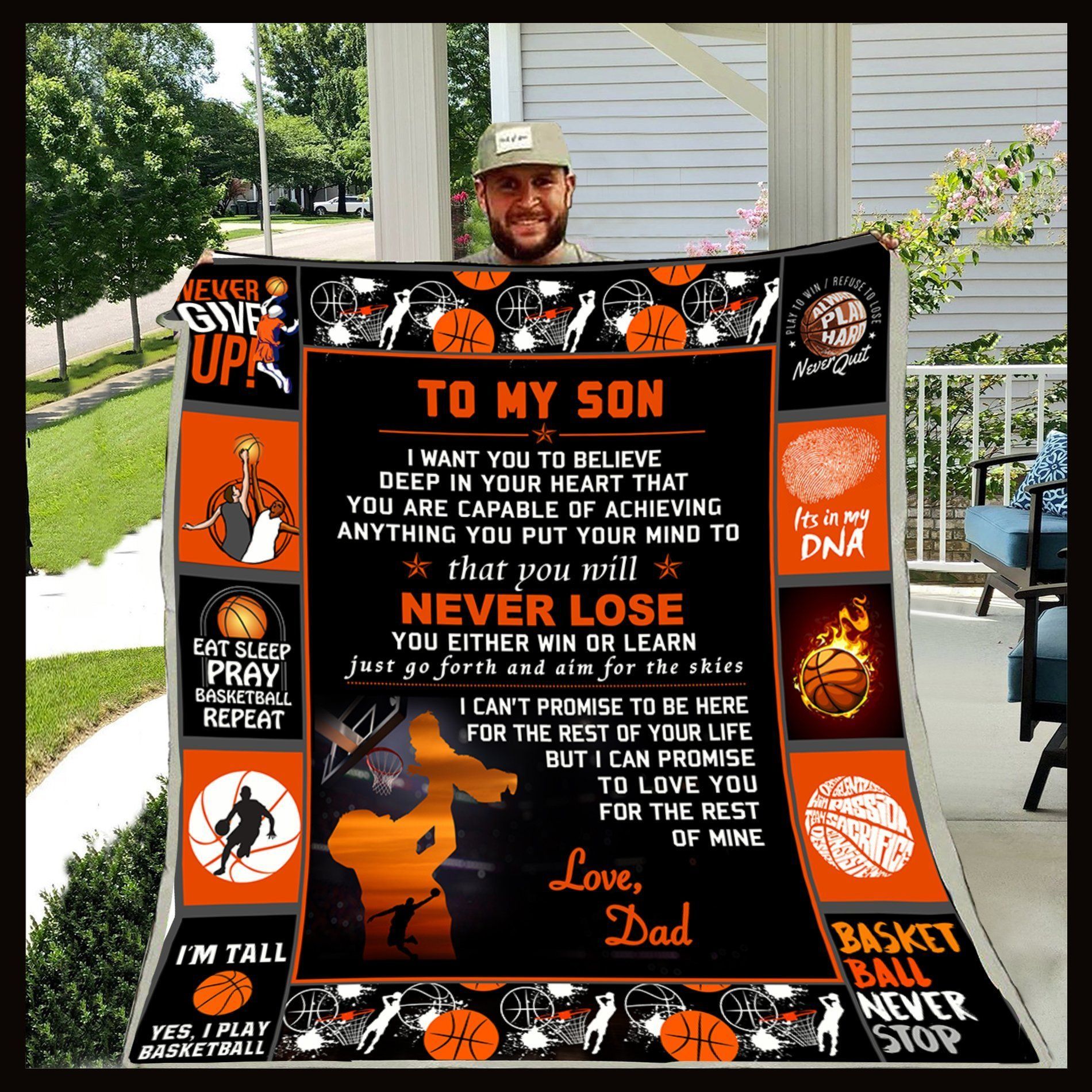 Basketball To My Son Sherpa Fleece Blanket