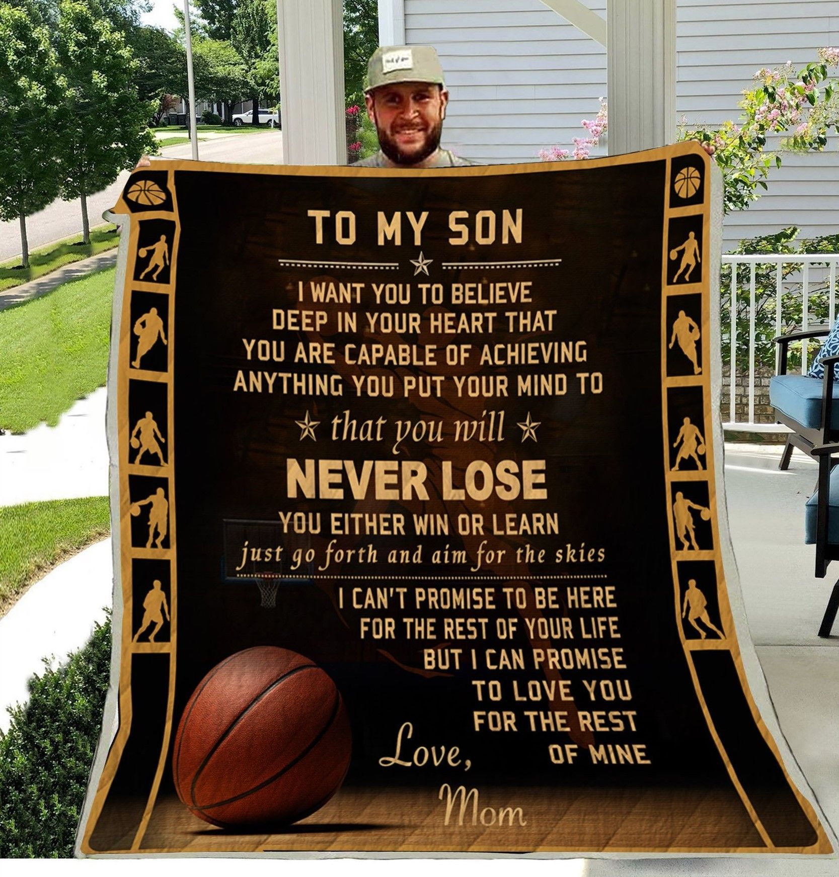 Basketball To My Son Sherpa Fleece Blanket
