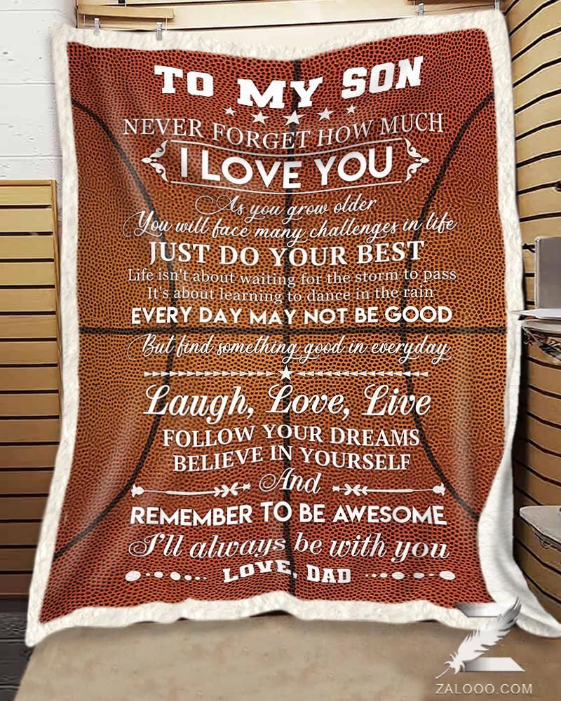 Basketball To My Son Remember To Be Awesome Dad Sherpa Fleece Blanket