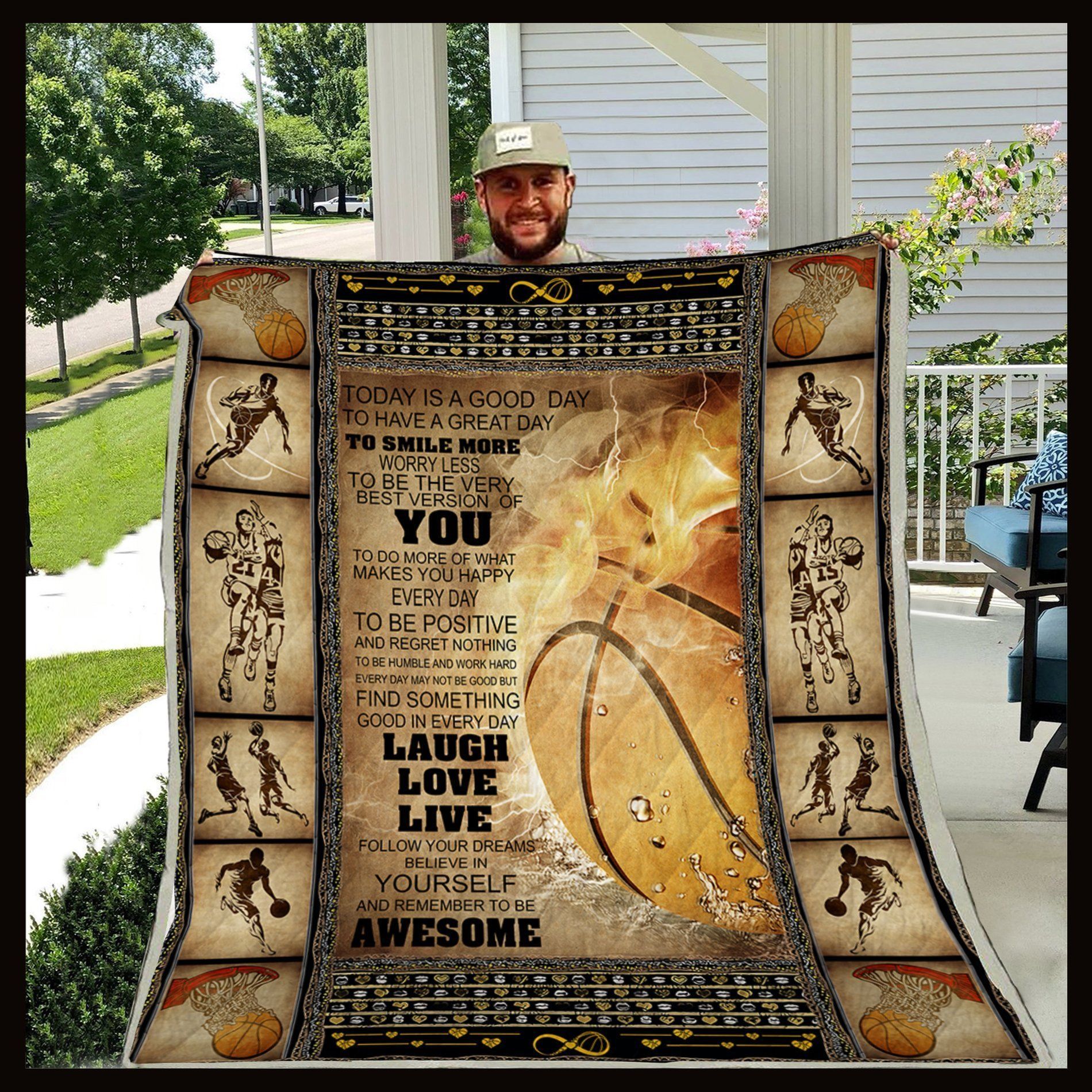 Basketball Today Is A Good Day Sherpa Fleece Blanket