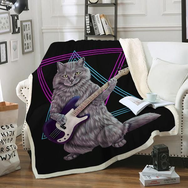 Bass Cat Sherpa Fleece Blanket