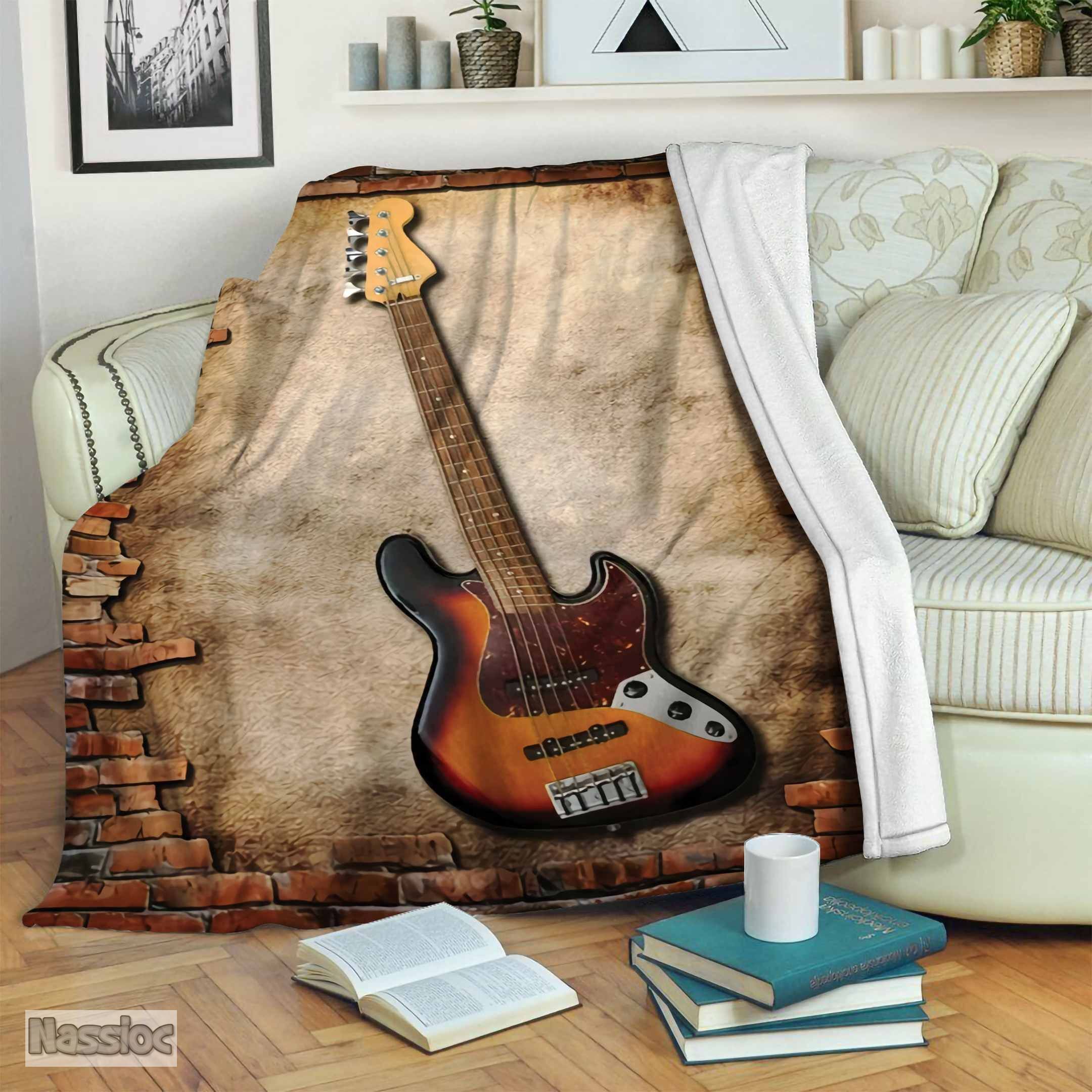 Bass Guitar Fleece Blanket