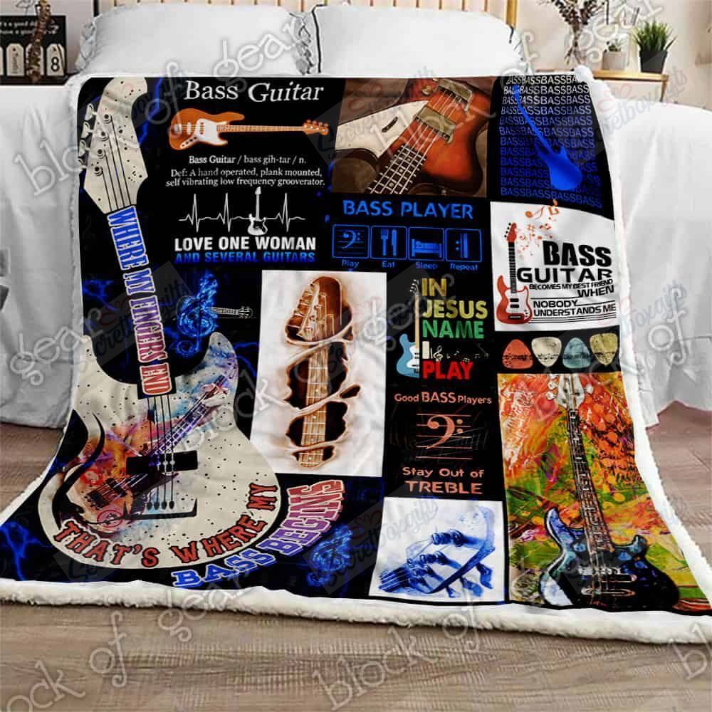 Bass Guitar Fleece Blanket