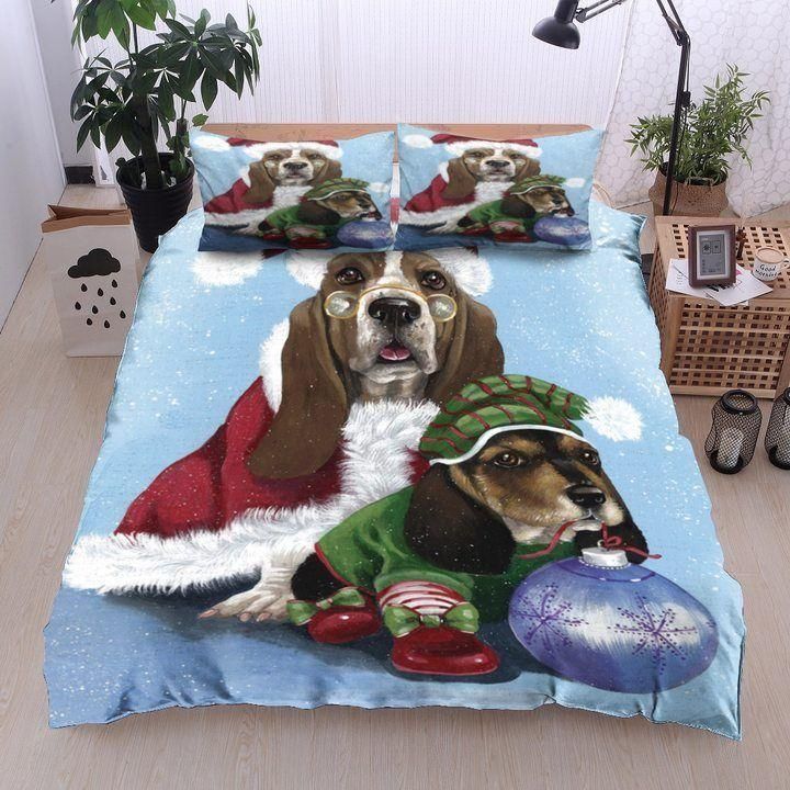 Basset Hound Christmas Bedding Set