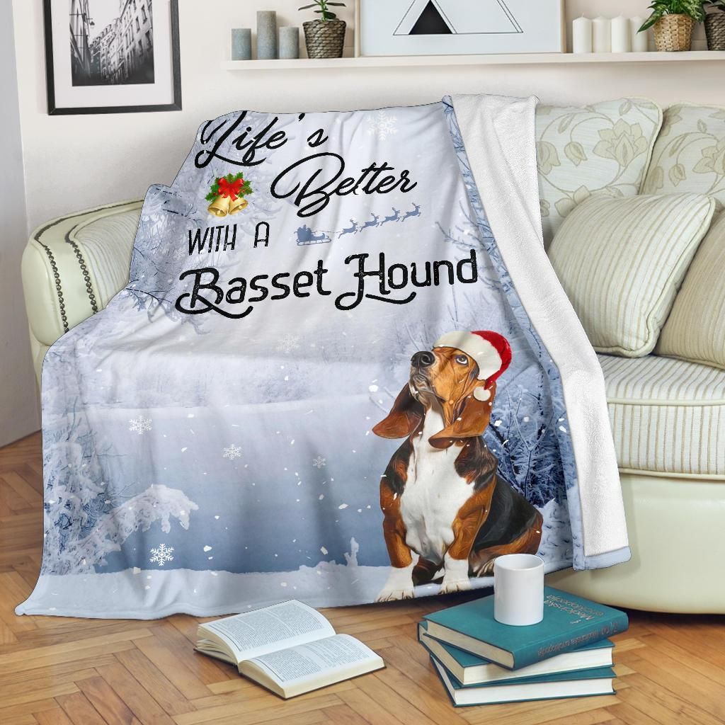 Basset Hound Christmas Sherpa Fleece Blanket