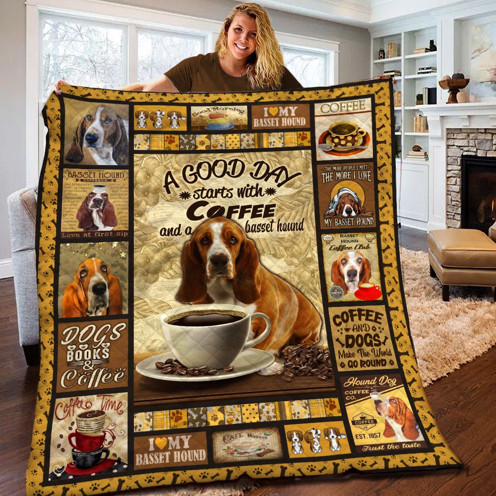 Basset Hound Coffee BBB2010200MH Quilt Blanket