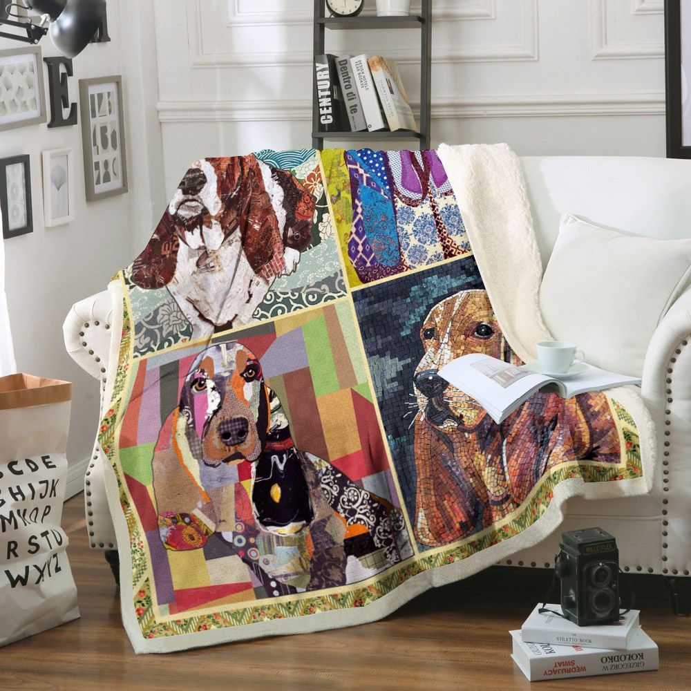 Basset Hound Dog Sherpa Fleece Blanket