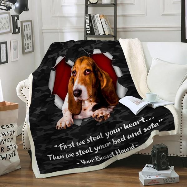 Basset Hound Dog Sherpa Fleece Blanket