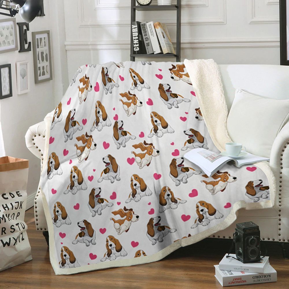 Basset Hound Dog Sherpa Fleece Blanket