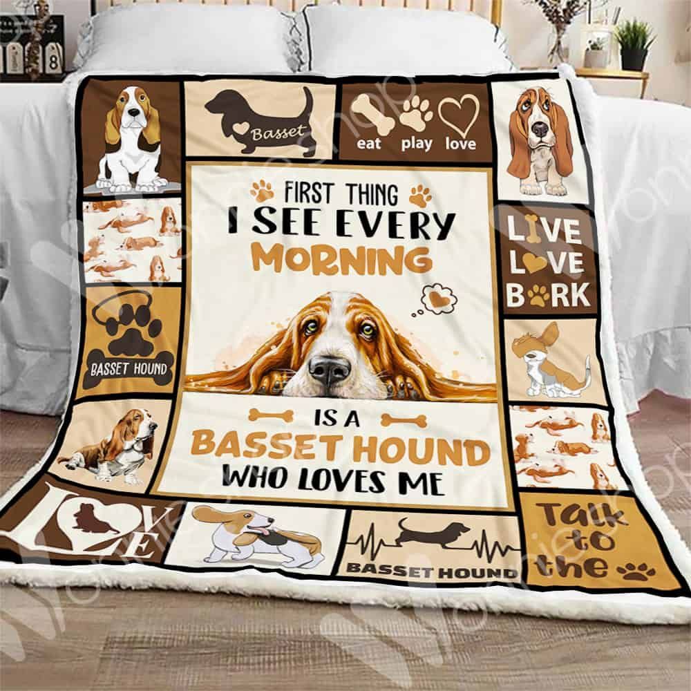 Basset Hound Dog Eat Play Love Sherpa Fleece Blanket