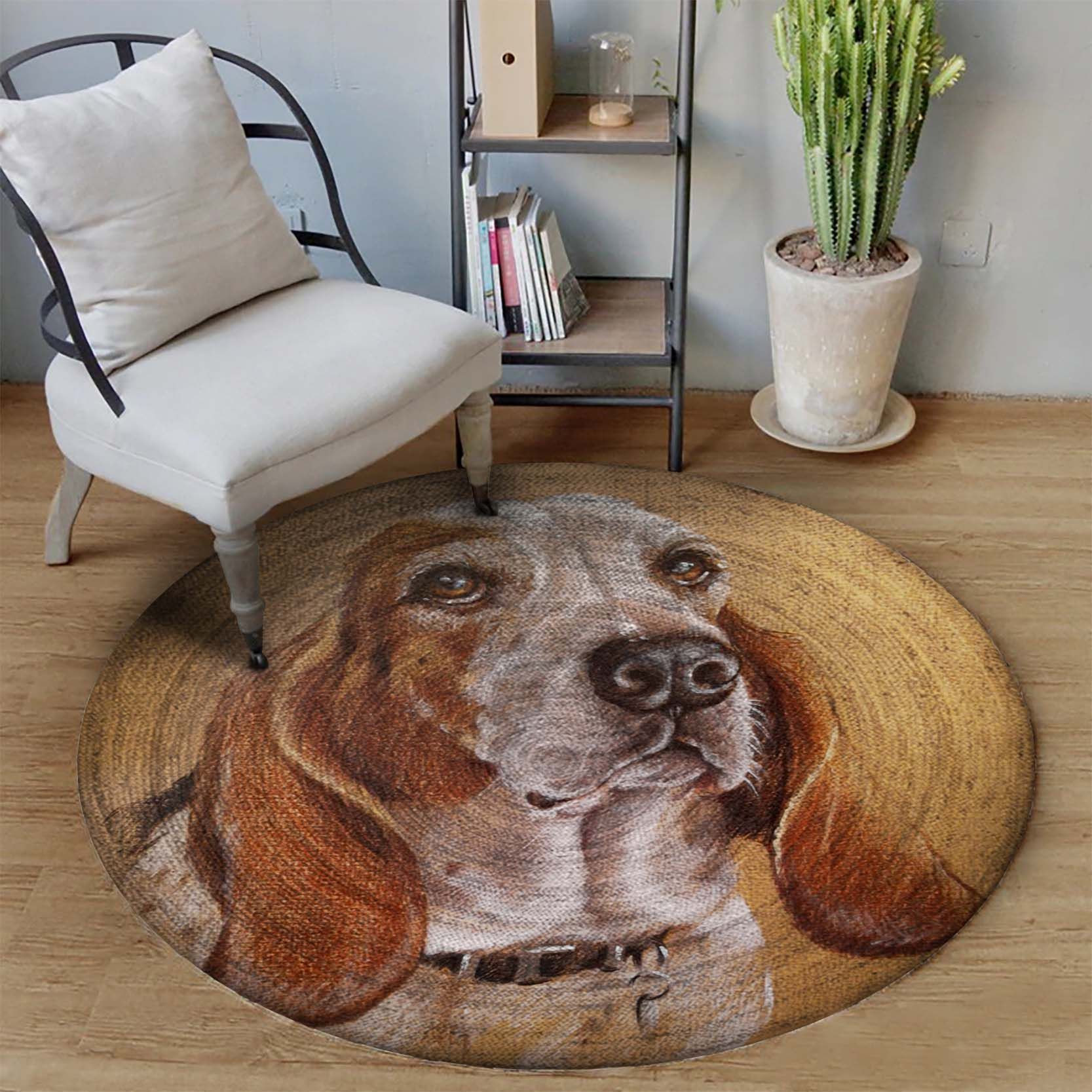 Basset Hound Dog Round Carpet